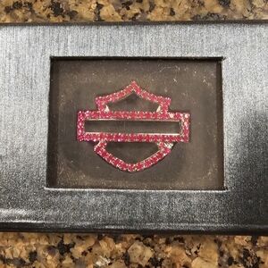 Red Glitter Shield Emblem in Black Frame